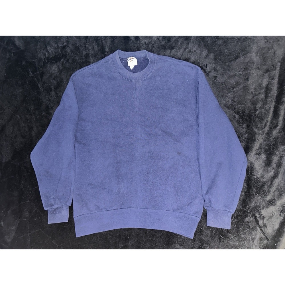 Vintage Jerzees Blank Sweatshirt Mens Large Navy Blue Crewneck Made in USA 90s